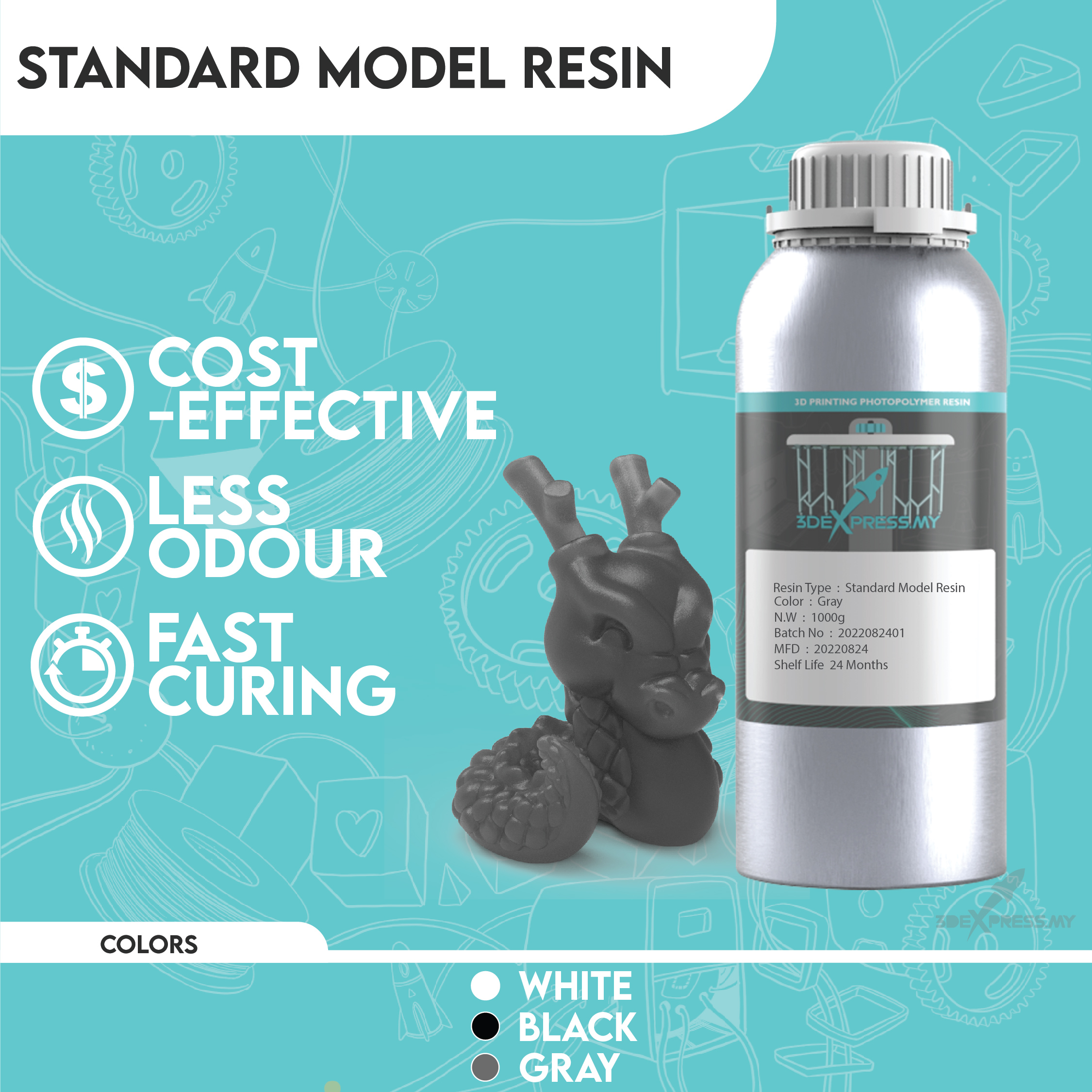 STANDARD MODEL RESIN 1KG - Solid Colour - HG NIC - RA-7000A